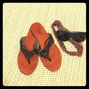 Faux Leather Flip Flops